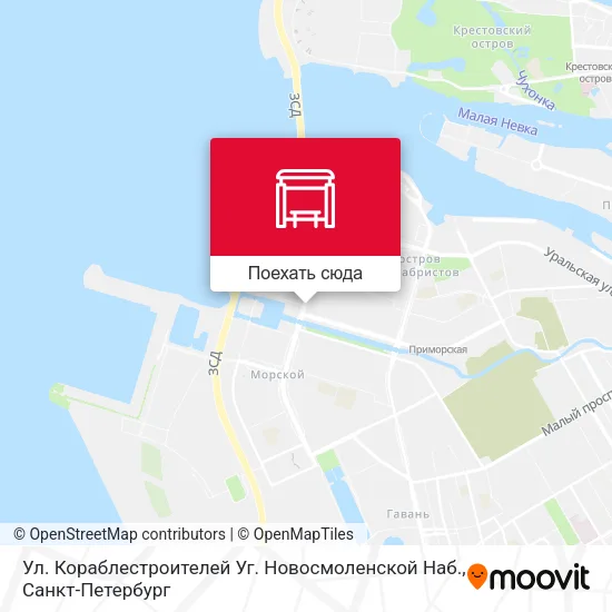Карта Ул. Кораблестроителей Уг. Новосмоленской Наб.
