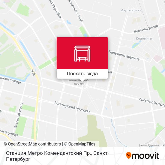 Карта Станция Метро Комендантский Пр.