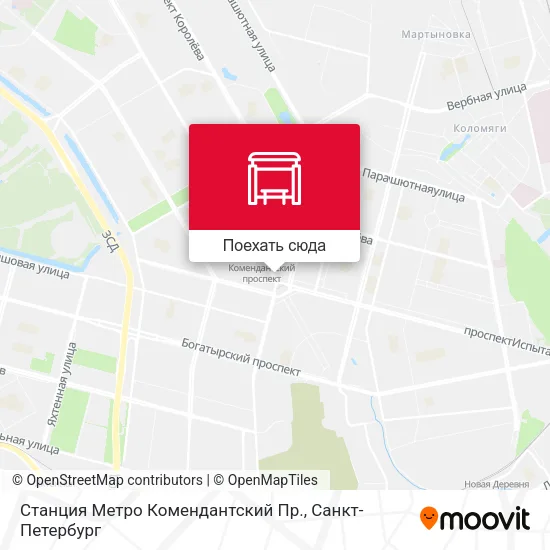 Карта Станция Метро Комендантский Пр.