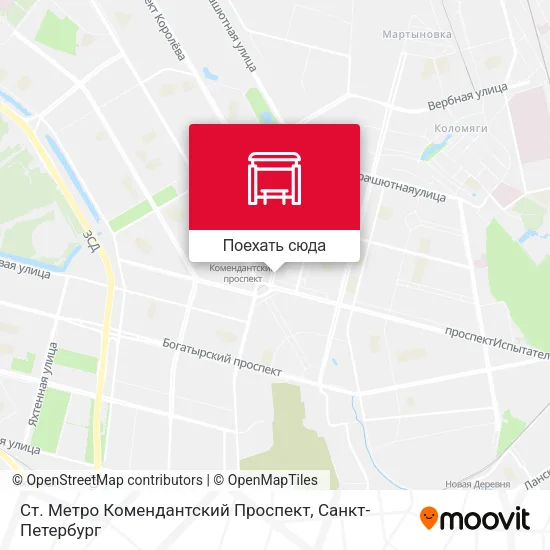 Карта Ст. Метро Комендантский Проспект