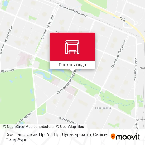 Карта Светлановский Пр. Уг. Пр. Луначарского