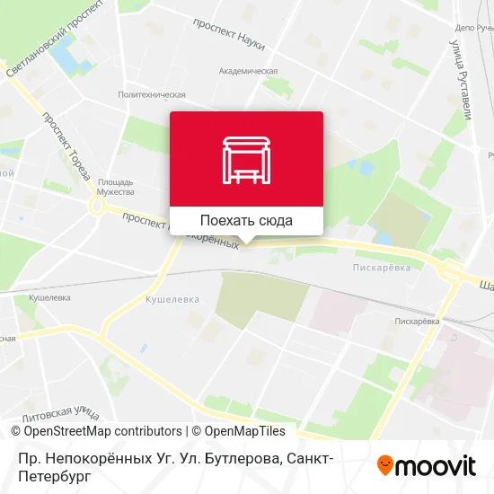 Карта Пр. Непокорённых Уг. Ул.  Бутлерова