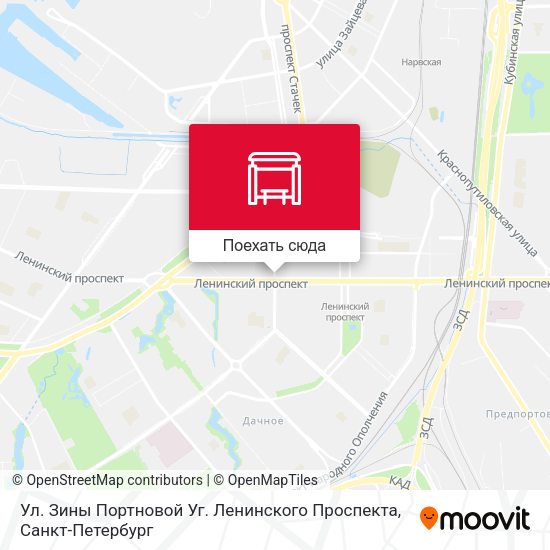 Карта Ул. Зины Портновой  Уг. Ленинского Проспекта