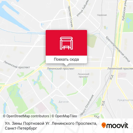 Карта Ул. Зины Портновой  Уг. Ленинского Проспекта
