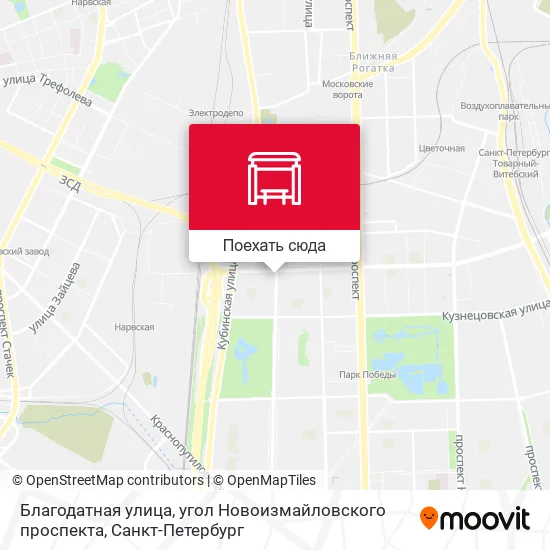 Карта Благодатная улица, угол Новоизмайловского проспекта