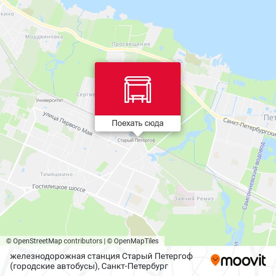 Карта железнодорожная станция Старый Петергоф (городские автобусы)