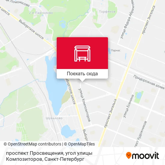 Карта проспект Просвещения, угол улицы Композиторов
