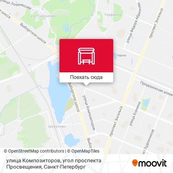 Карта улица Композиторов, угол проспекта Просвещения