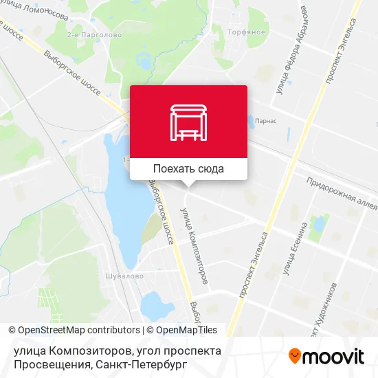 Карта улица Композиторов, угол проспекта Просвещения