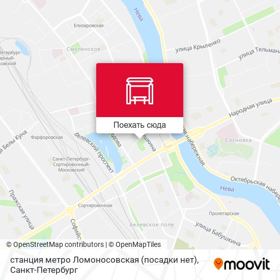 Карта станция метро Ломоносовская (посадки нет)