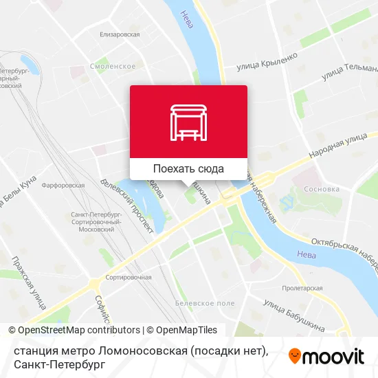 Карта станция метро Ломоносовская (посадки нет)