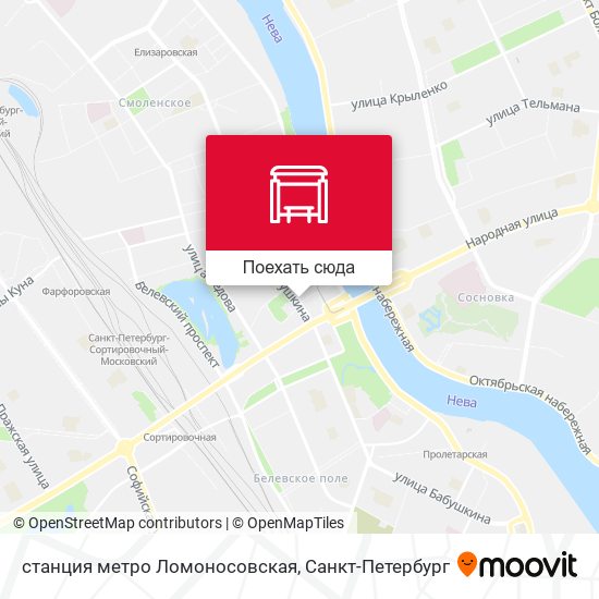 Карта станция метро Ломоносовская