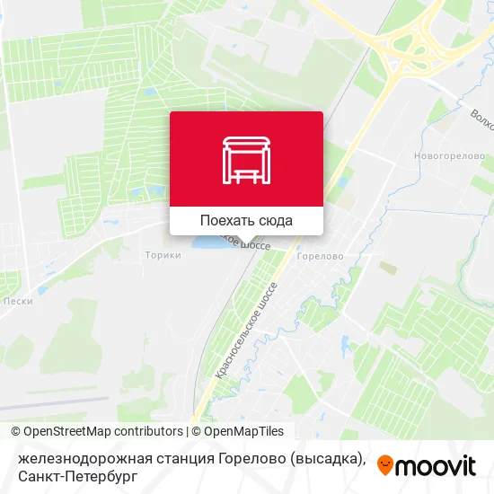 Карта железнодорожная станция Горелово (высадка)