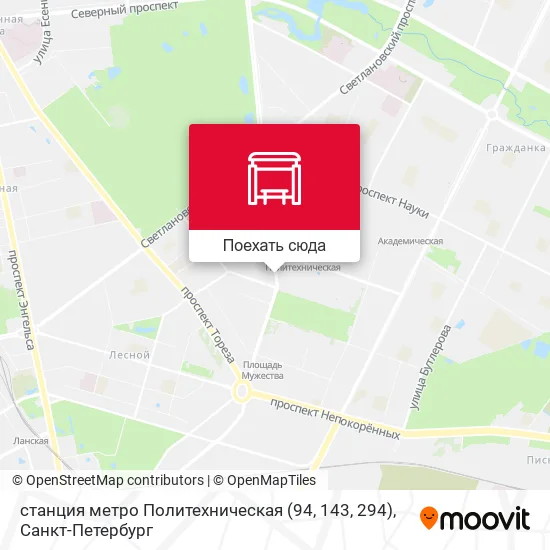 Карта станция метро Политехническая (94, 143, 294)