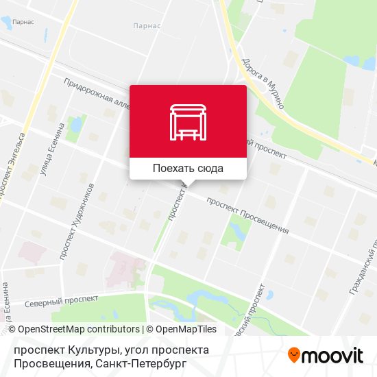 Карта проспект Культуры, угол проспекта Просвещения