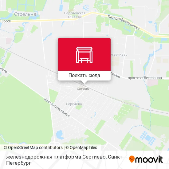 Карта железнодорожная платформа Сергиево
