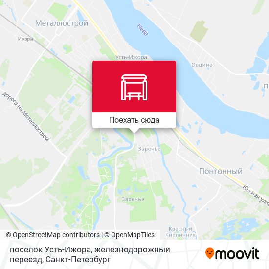 Карта посёлок Усть-Ижора, железнодорожный переезд