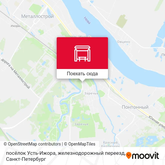 Карта посёлок Усть-Ижора, железнодорожный переезд