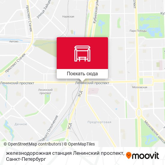 Карта железнодорожная станция Ленинский проспект
