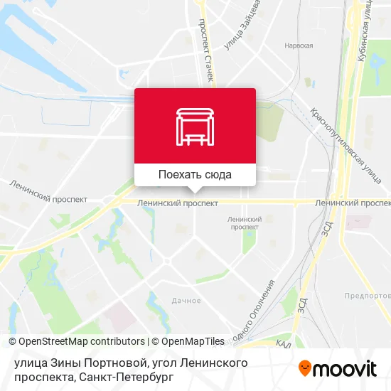 Карта улица Зины Портновой, угол Ленинского проспекта
