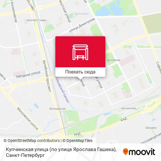 Карта Купчинская улица (по улице Ярослава Гашека)
