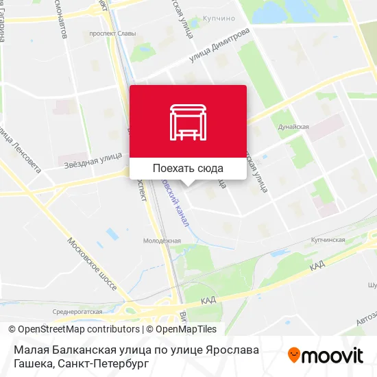 Карта Малая Балканская улица по улице Ярослава Гашека