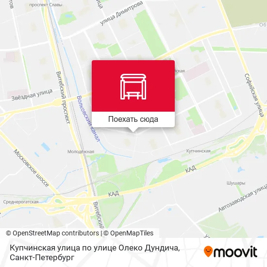 Карта Купчинская улица по улице Олеко Дундича