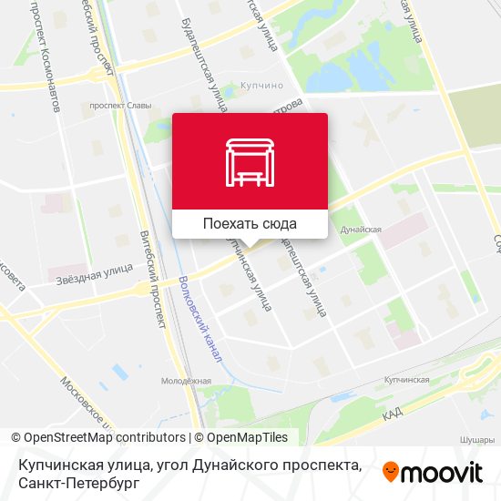 Карта Купчинская улица, угол Дунайского проспекта
