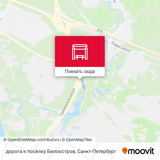 Карта дорога к посёлку Белоостров
