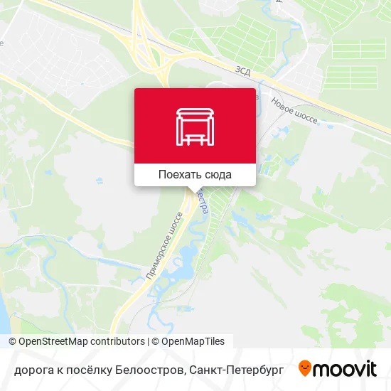 Карта дорога к посёлку Белоостров