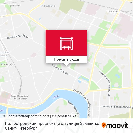Карта Полюстровский проспект, угол улицы Замшина