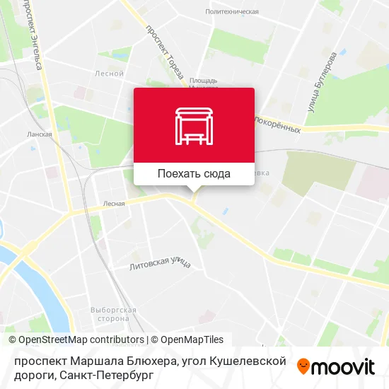 Карта проспект Маршала Блюхера, угол Кушелевской дороги