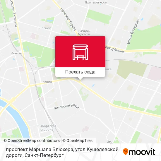 Карта проспект Маршала Блюхера, угол Кушелевской дороги