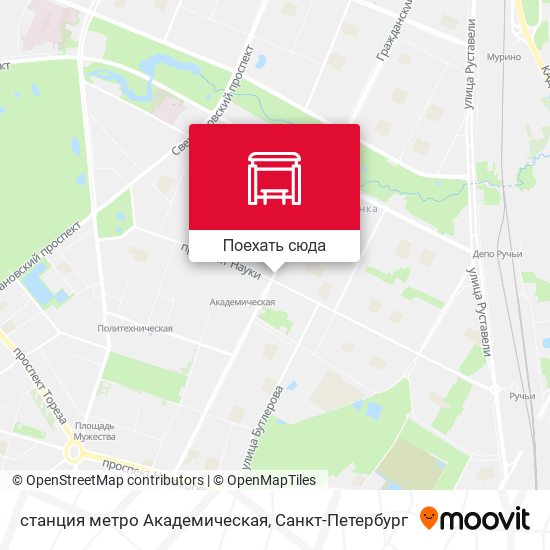 Карта станция метро Академическая