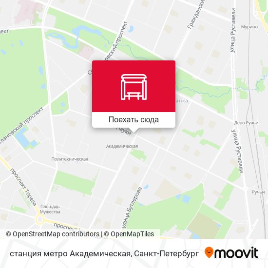 Карта станция метро Академическая