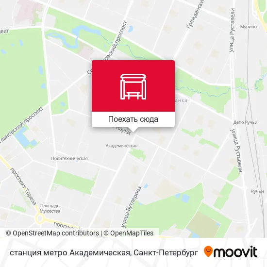 Карта станция метро Академическая