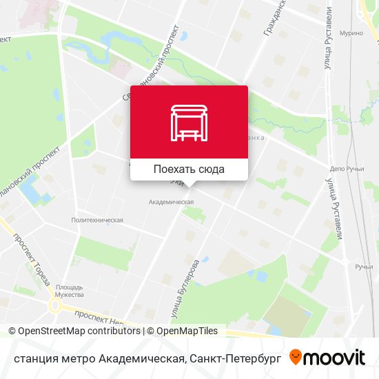 Карта станция метро Академическая