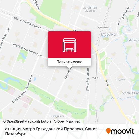 Карта станция метро Гражданский Проспект