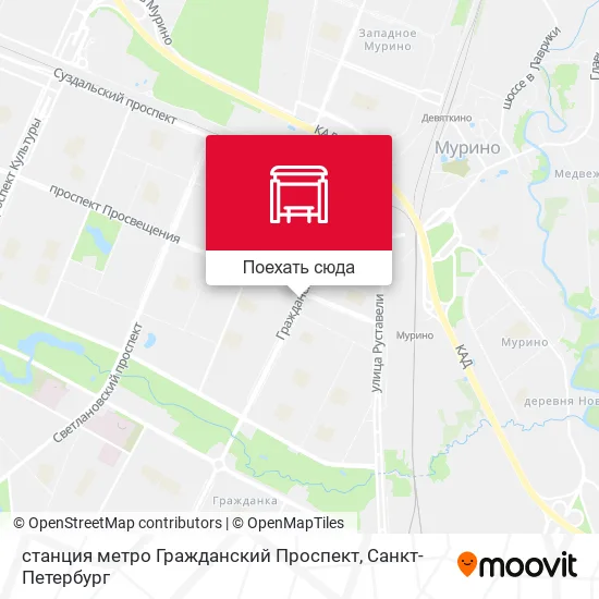 Карта станция метро Гражданский Проспект