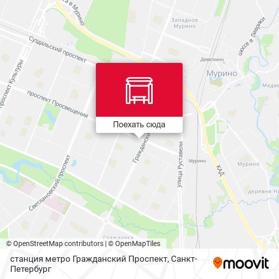Карта станция метро Гражданский Проспект