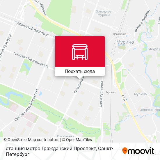 Карта станция метро Гражданский Проспект