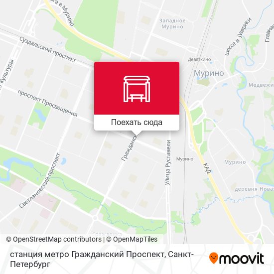 Карта станция метро Гражданский Проспект