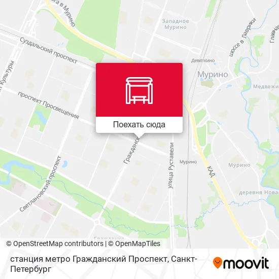Карта станция метро Гражданский Проспект