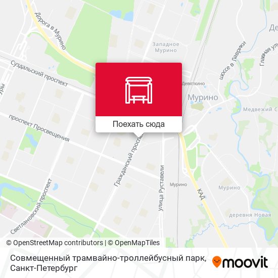 Карта Совмещенный трамвайно-троллейбусный парк