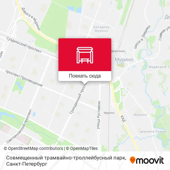 Карта Совмещенный трамвайно-троллейбусный парк