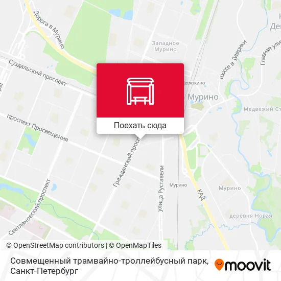 Карта Совмещенный трамвайно-троллейбусный парк