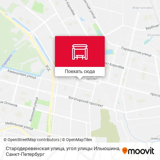 Карта Стародеревенская улица, угол улицы Ильюшина