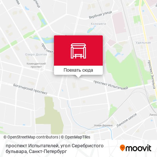 Карта проспект Испытателей, угол Серебристого бульвара