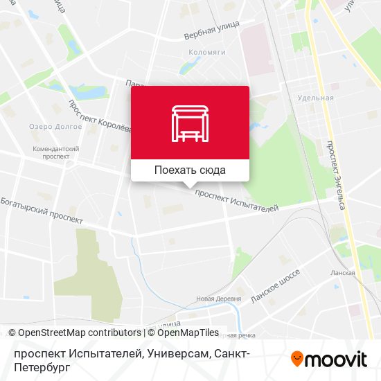 Карта проспект Испытателей, Универсам