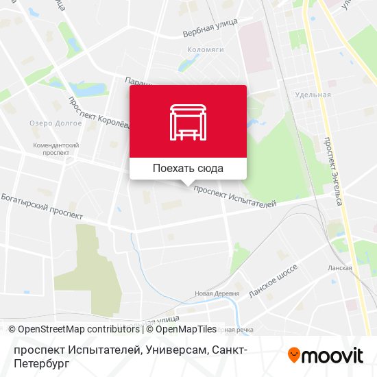 Карта проспект Испытателей, Универсам